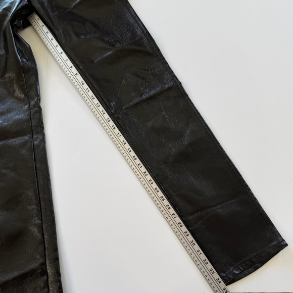 VTG WRANGLER Jeans Womens 27 Black Coated Denim Faux Leather High Rise Vinyl - Picture 8 of 15